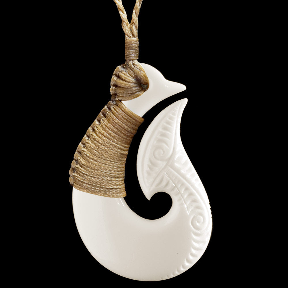 Bound Engraved Matau, handcrafted bone pendant-0