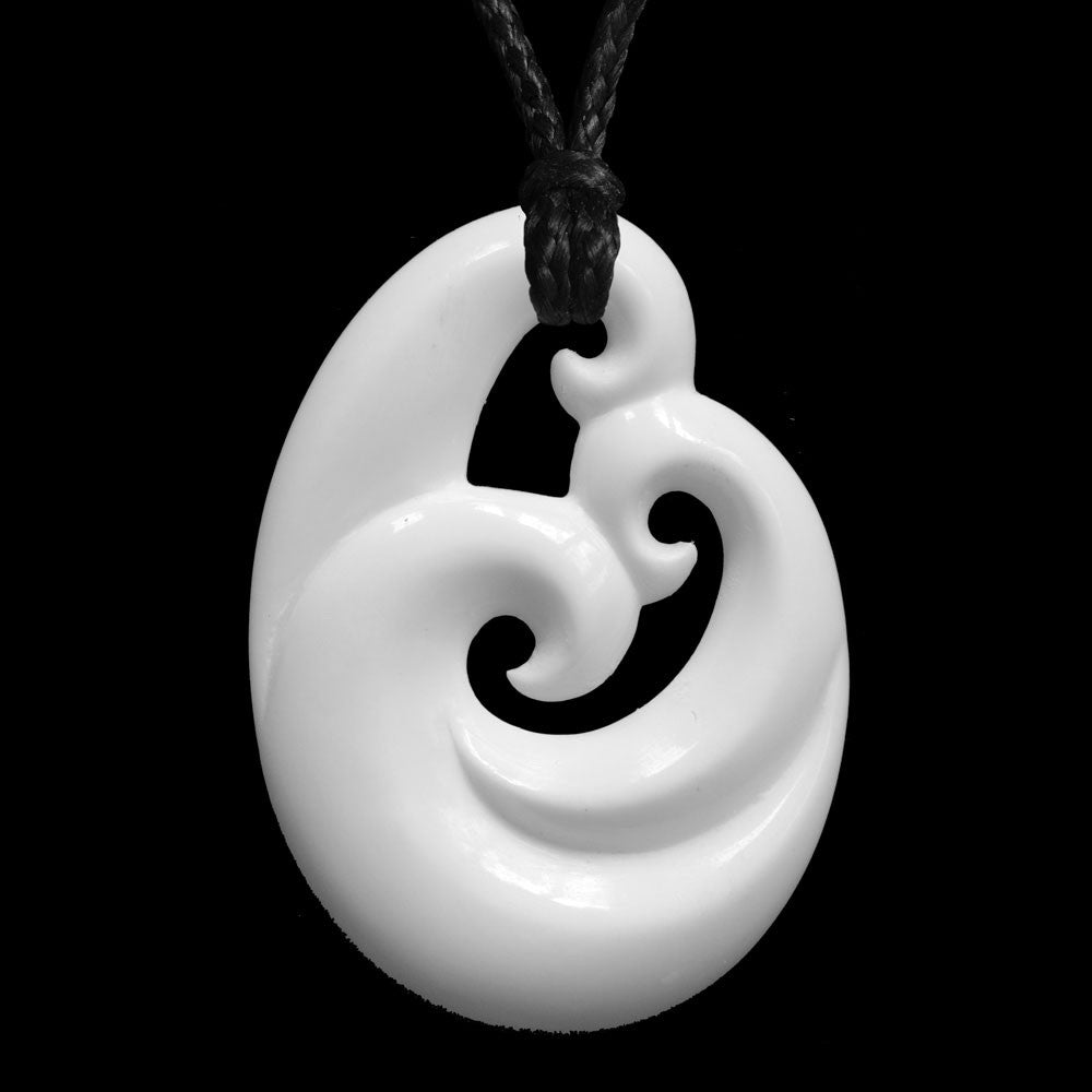 Family whanau Koru, hand crafted bone pendant-0